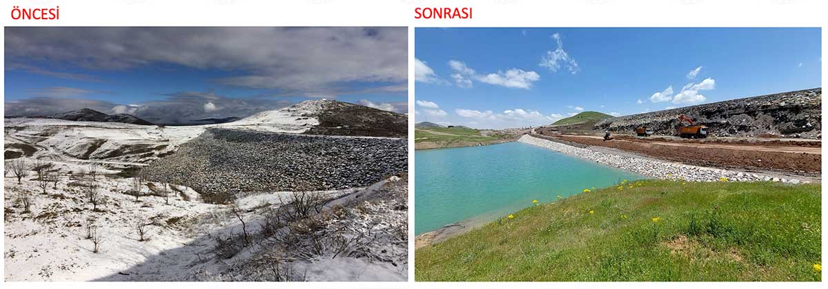 Gövde tipi: Kil zonlu kaya dolgu    Hacmi: 700.000 m3   Yüksekliği: 35m   Kret uzunluğu: 458m   Depolama Hacmi: 1.1 hm3   Sulama sahası: 196ha